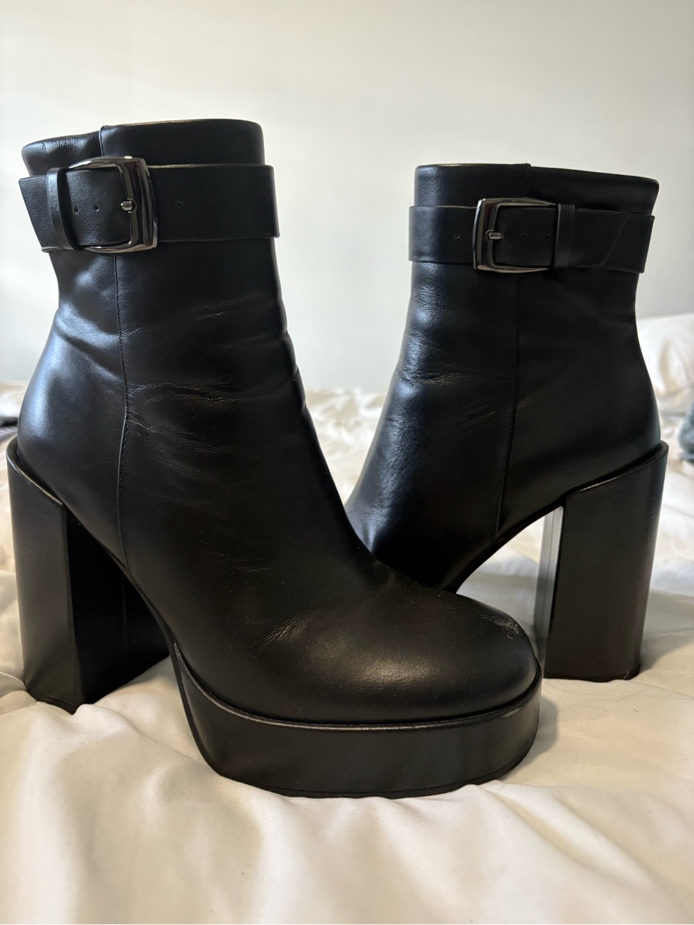 Steve Madden Black Platform Block Heel Ankle Boots